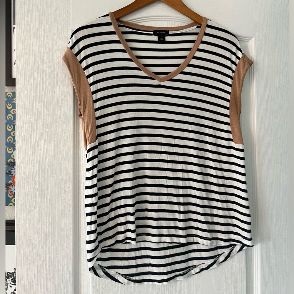 Halogen Black & White Striped Sleeveless Top